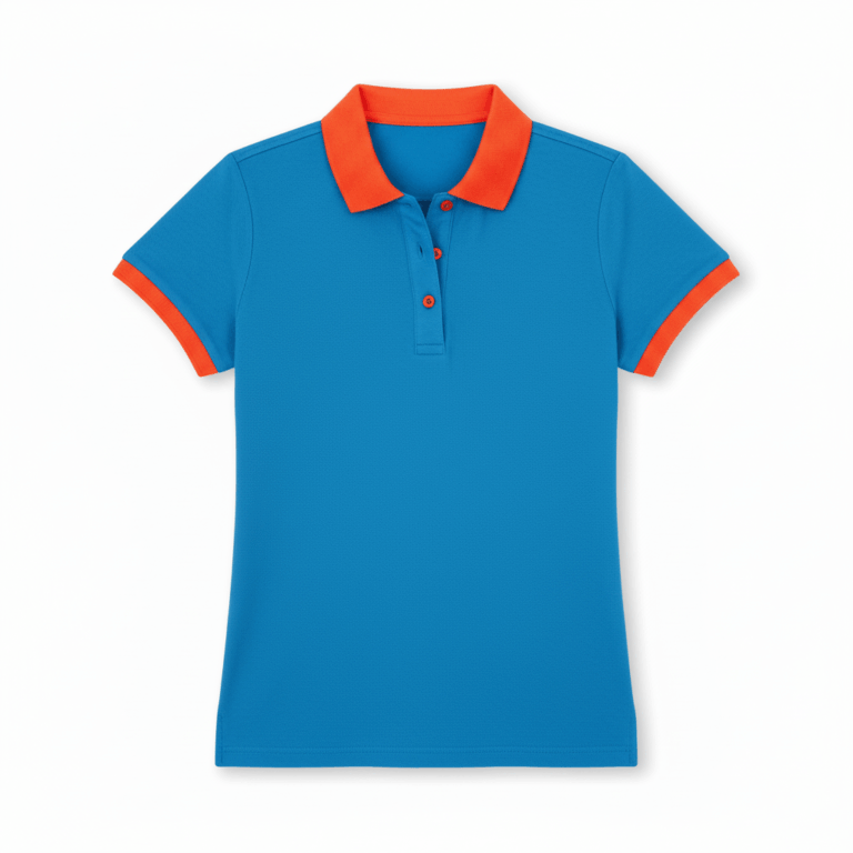 Camisa polo feminina azul em malha piquet preço baixo confecção de polo feminina no atacado