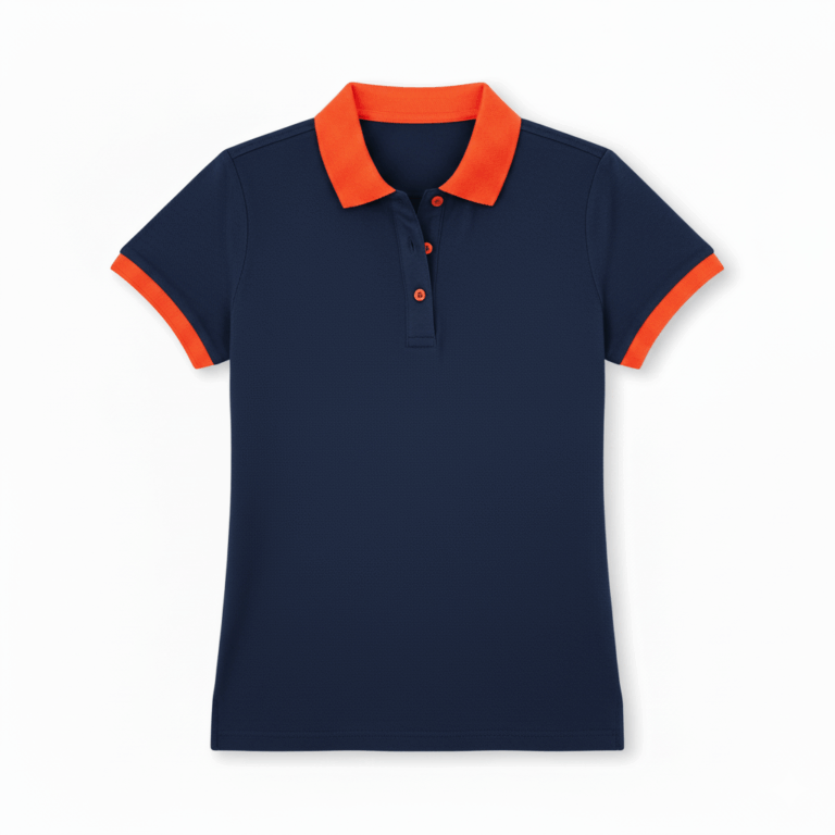 Camisa polo feminina azul marinho em malha piquet preço baixo no atacado