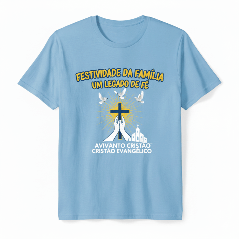 Camisa para festividade de igreja evangélica modelo camiseta