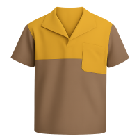 Conjunto de jaleco de Oxford profissional cinza com gola e detalhes amarelo